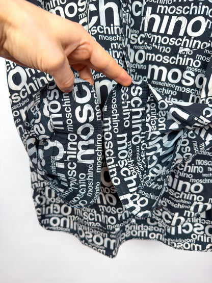 Moschino Jeans 90’s ‘All over’ Print Button-up Long Sleeve Shirt - Black & White - Size: M