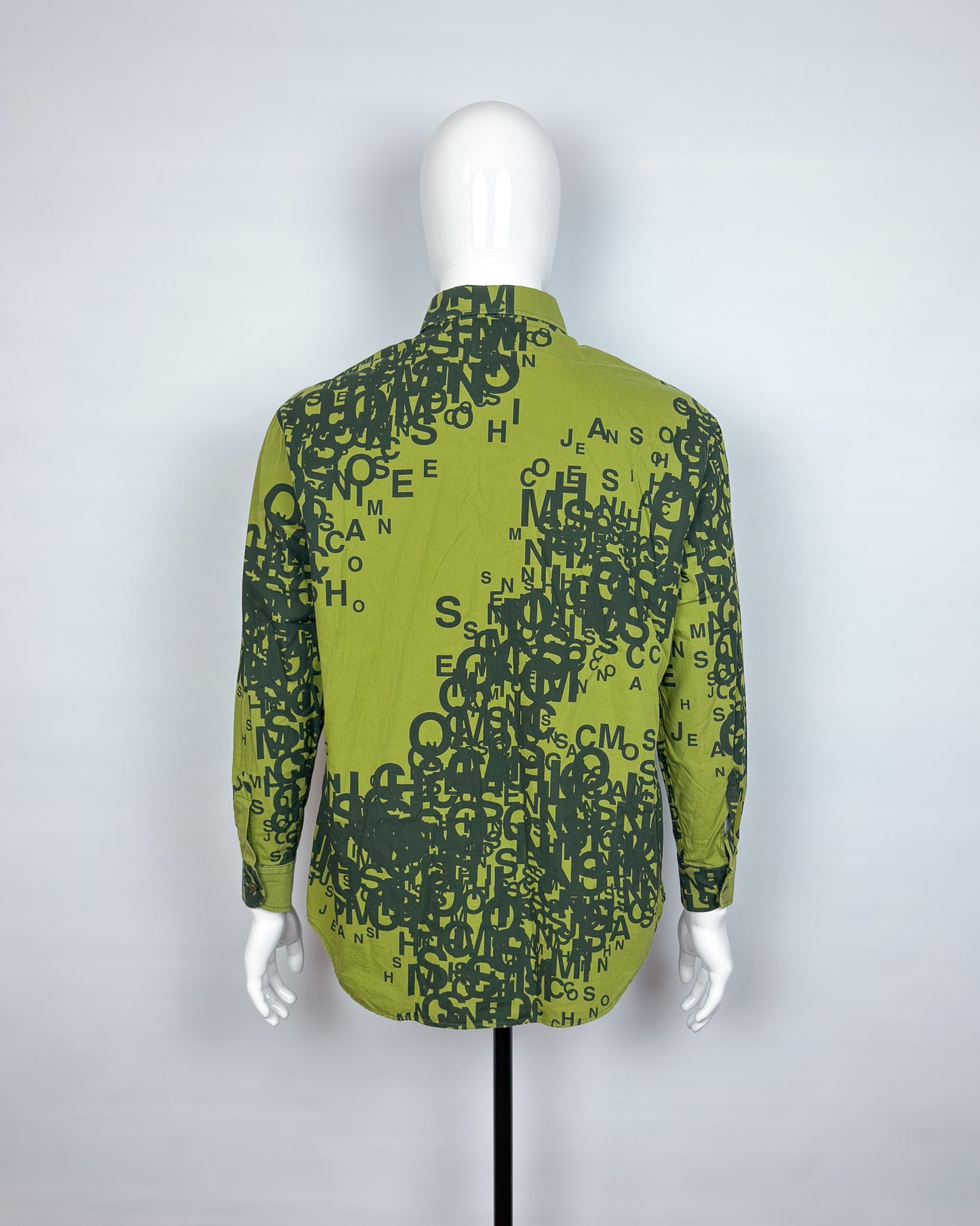 Moschino Jeans 90’s ‘Cryptography’ Button-up Long Sleeve Shirt - Green - Size: M