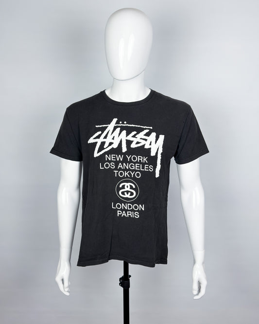 Stüssy 'World Tour' Print T-shirt - Size: Medium