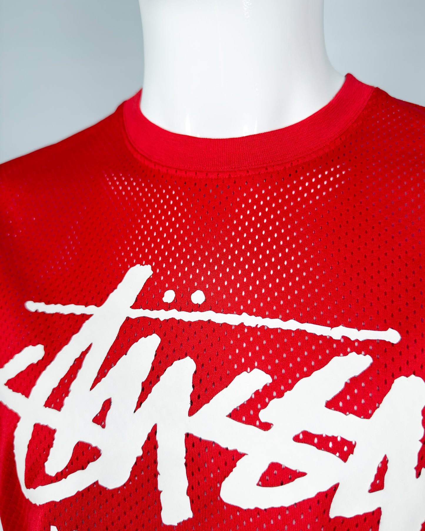 Stüssy Early 2000's 'World Tour' Print Mesh T-shirt - Size: Medium