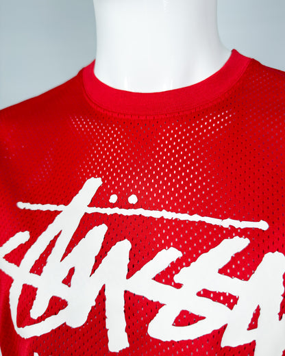 Stüssy Early 2000's 'World Tour' Print Mesh T-shirt - Size: Medium