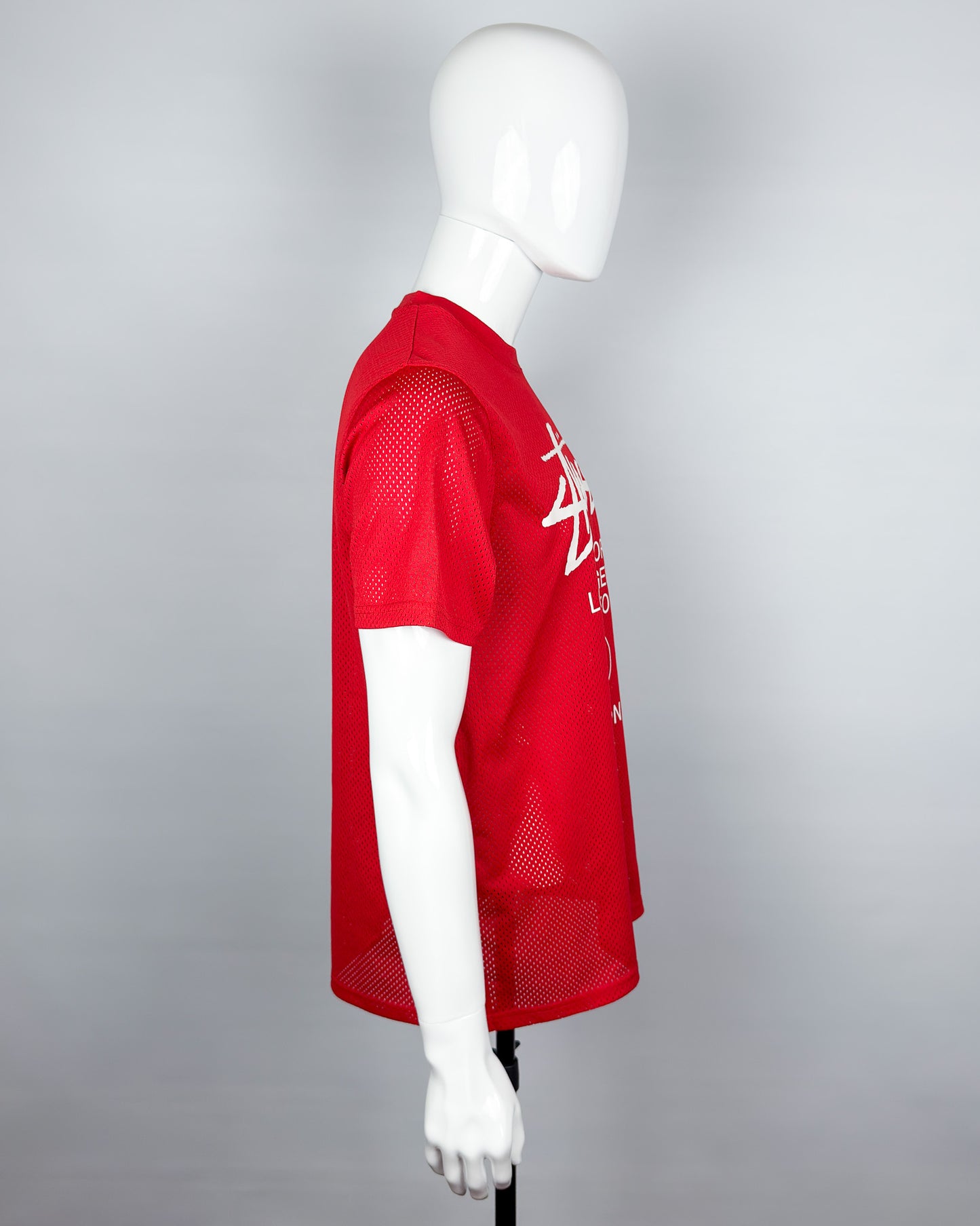 Stüssy Early 2000's 'World Tour' Print Mesh T-shirt - Size: Medium
